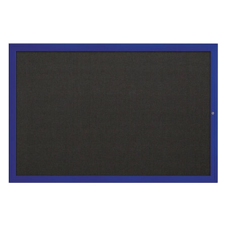 Slim Enclosed Corkboard, 24x36, White Alum Frame/Apricot